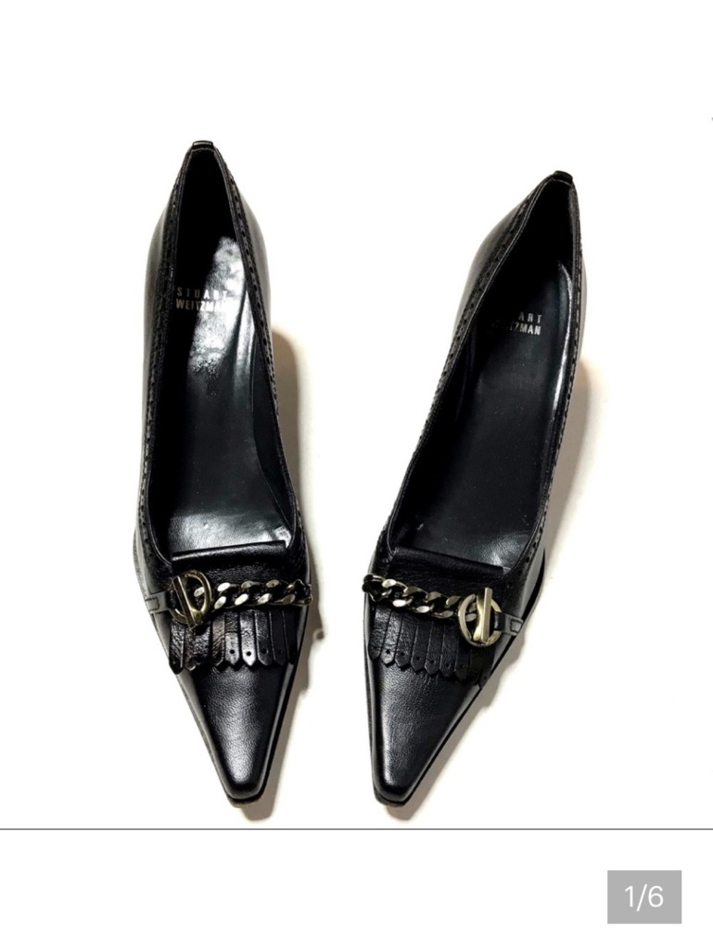 Stuart Weitzman Black Oxford Fringe Heel SIZE 8.5 N